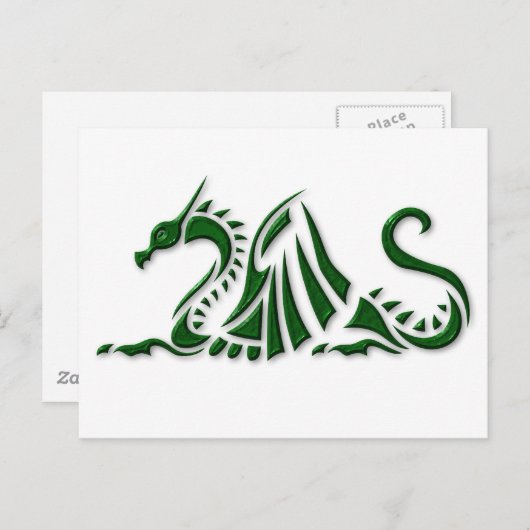 Metallic Green Dragon Briefkaart (Voorkant / Achterkant)