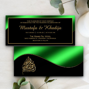 Metallic Green en Gold Islamic Muslim Weduwen Kaart