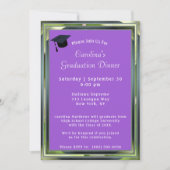 Metallic Green Lijst Paars Dinner Pet Afstuderen Kaart (Voorkant)