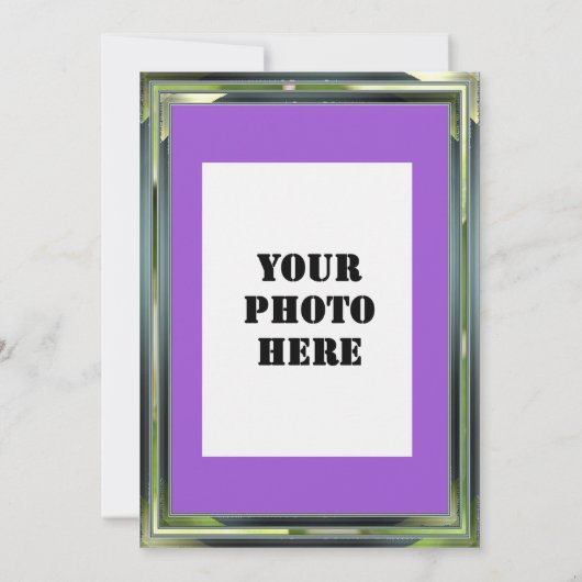 Metallic Green Lijst Paars Dinner Pet Afstuderen Kaart (Achterkant)