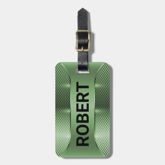 Metallic Green Masculine Geometric Design Bagagelabel (Voorkant verticaal)