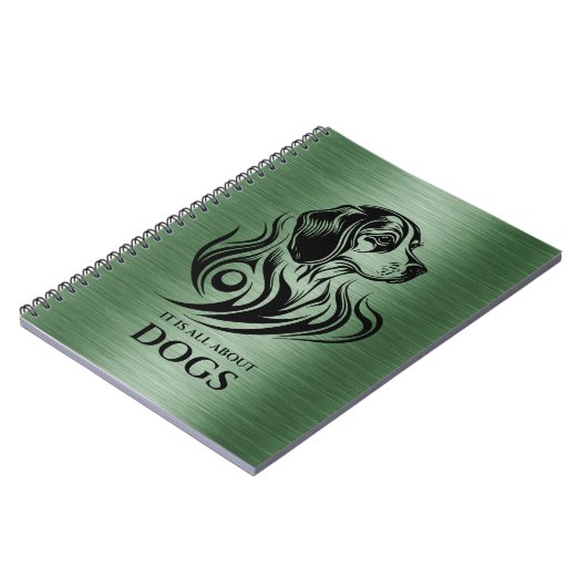 Metallic Green Ornamental Beagle Illustration Notitieboek (Linkerzijde)
