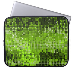 Metallic Green Sequins zien Disco Mirrors Bling Laptop Sleeve