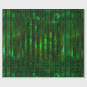 Metallic Green Stripes en Script Cadeaupapier (Vlak)