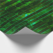 Metallic Green Stripes en Script Cadeaupapier (Hoek)