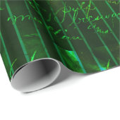 Metallic Green Stripes en Script Cadeaupapier (Rol Hoek)