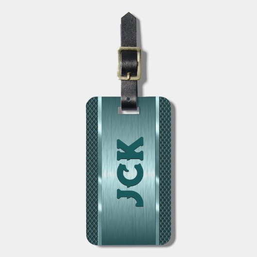 Metallic Green Texture Afbeelding Stripes Bagagelabel (Voorkant verticaal)