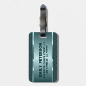 Metallic Green Texture Afbeelding Stripes Bagagelabel (Achterkant verticaal)