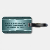 Metallic Green Texture Afbeelding Stripes Bagagelabel (Achterkant horizontaal)