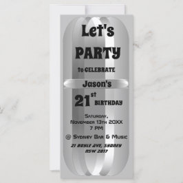 Metallic Grey 21st Birthday Invitation