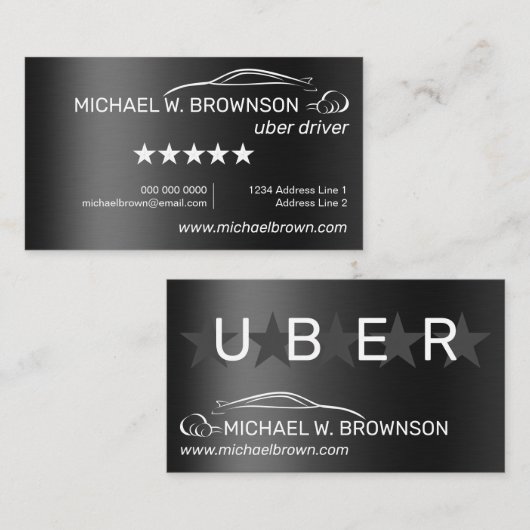 Metallic Grey Automobile Service Logo Visitekaartje (Voorkant / Achterkant)