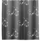 Metallic Grey Kerstmis Douchegordijn (Voorkant)