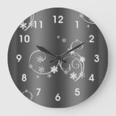 Metallic Grey Kerstmis Grote Klok (Voorkant)