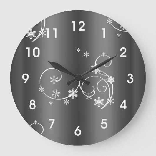 Metallic Grey Kerstmis Grote Klok (Voorkant)