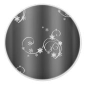 Metallic Grey Kerstmis Keramische Knop (Voorkant)