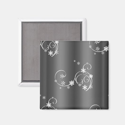 Metallic Grey Kerstmis Magneet (Voorkant / Achterkant)