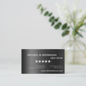 Metallic Grey Silver Minimal Driver Auto Visitekaartje (Staand voorkant)