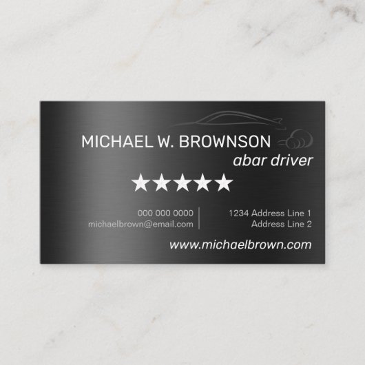 Metallic Grey Silver Minimal Driver Auto Visitekaartje (Voorkant)