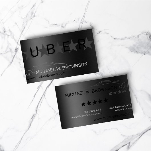 Metallic Grey Silver Minimal Driver Auto Visitekaartje