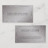 Metallic grijs geborsteld staal, zilveren rand acc visitekaartje (Voorkant / Achterkant)