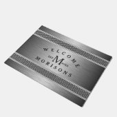 Metallic grijs geometrische strepen Modern ontwerp Deurmat (Schuin)