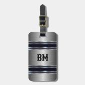 Metallic grijs industrieel geometrisch ontwerp bagagelabel (Voorkant verticaal)