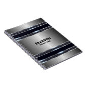 Metallic grijs industrieel geometrisch ontwerp Mon Notitieboek (Rechterzijde)