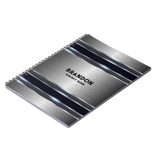 Metallic grijs industrieel geometrisch ontwerp Mon Notitieboek (Linkerzijde)