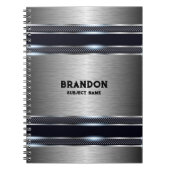 Metallic grijs industrieel geometrisch ontwerp Mon Notitieboek (Voorkant)