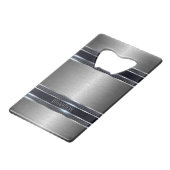 Metallic grijs textuur industrieel geometrisch ont creditkaart flessenopener (Achterkant Gekanteld)