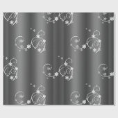 Metallic grijs, witte zwammen kerst cadeaupapier (Vlak)