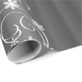 Metallic grijs, witte zwammen kerst cadeaupapier (Rol Hoek)