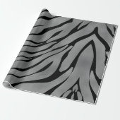 Metallic grijs Zebra Patroon Cadeaupapier (Uitgerold)