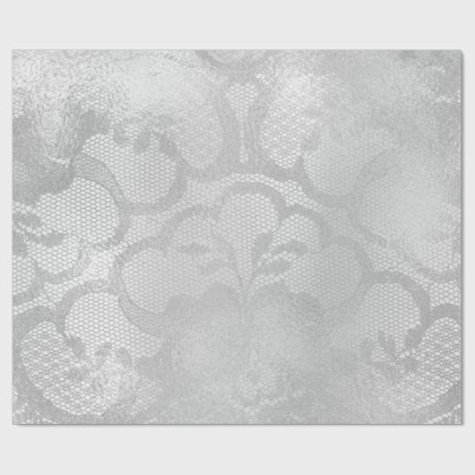Metallic grijs zilver monochroom bruids bloemenkan cadeaupapier (Vlak)