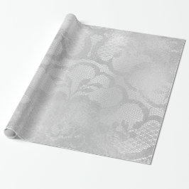 Metallic grijs zilver monochroom bruids bloemenkan cadeaupapier