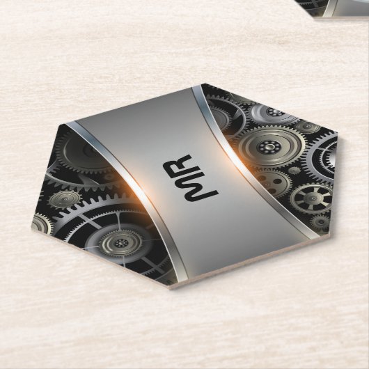 Metallic grijze masculine achtergronddruk kartonnen onderzetters (Schuin)