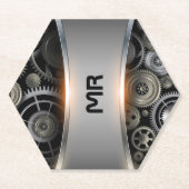 Metallic grijze masculine achtergronddruk kartonnen onderzetters (Voorkant)