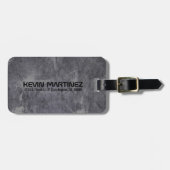 Metallic grijze textuur geborsteld aluminium look bagagelabel (Voorkant horizontaal)