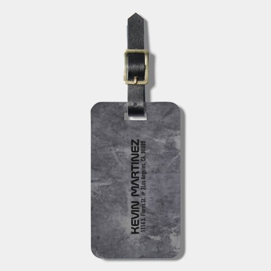 Metallic grijze textuur geborsteld aluminium look bagagelabel (Voorkant verticaal)