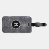 Metallic grijze textuur geborsteld aluminium look bagagelabel (Achterkant horizontaal)