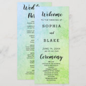 Metallic groen en blauw en bloemig huwelijksprogra (Voorkant / Achterkant)