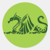 Metallic groene draak ronde sticker (Voorkant)