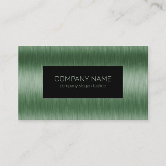 Metallic groene geborstelde aluminium textuur visitekaartje (Voorkant)
