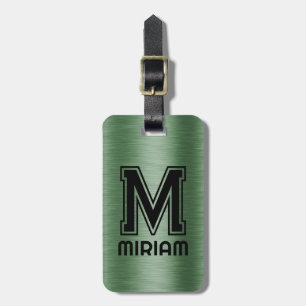 Metallic groene textuur aangepaste zwarte tekst bagagelabel
