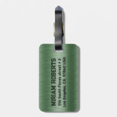 Metallic groene textuur aangepaste zwarte tekst bagagelabel (Achterkant verticaal)