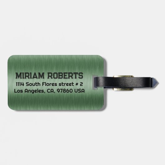 Metallic groene textuur aangepaste zwarte tekst bagagelabel (Achterkant horizontaal)
