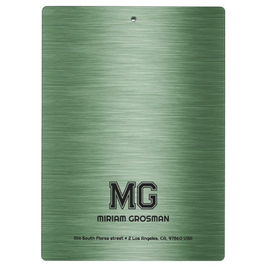 Metallic groene textuur aangepaste zwarte tekst klembord (Achterkant)