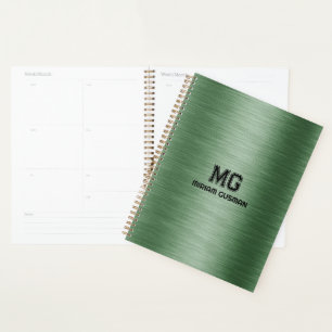 Metallic groene textuur aangepaste zwarte tekst planner