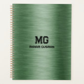 Metallic groene textuur aangepaste zwarte tekst planner (Voorkant)