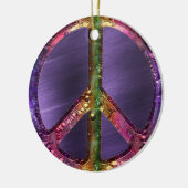 Metallic Grunge Paarse Peace Sign-kerstdecor Keramisch Ornament (Links)